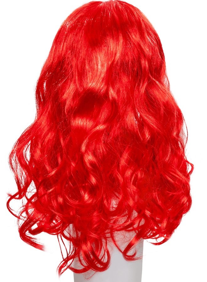 Funna Mermaid Wig for Girls Costume Accessories Halloween Princess Cosplay Long Curly Red, M - Image 4